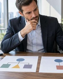 Escena editorial sobre elección entre sl y slu para una startup